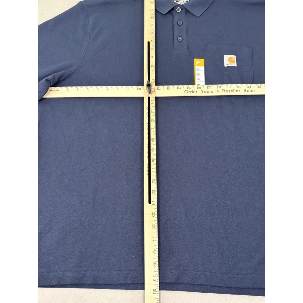 Carhartt NWT Men's Navy Blue 2XL Polo Loose Fit Short Sleeve Pocket Shirt - Picture 5 of 10
